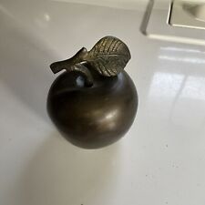 Brass Apple Paperweight 4.5” Tall Large Sculpture Retro Vintage Teacher Gift picture