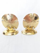 Vintage Pair of Solid Brass Sand Dollar Book Ends picture