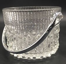 France 1970s Teleflora glass raindrop ice bucket with chrome  handle 4.75” dia picture