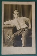 RPPC Real Photo Postcard Handsome Man Wearing Hat picture