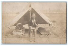 c1910's Camping Tent Tuba Military Band Spanish War WWI RPPC Photo Postcard picture