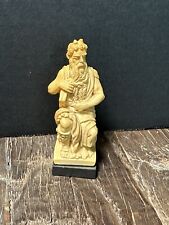 Vintage Alabaster R. Leoni Moses Roma Statue 3 Inch Michelangelo Statute Figurin picture