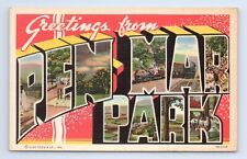 Large Letter Greetings from Pen-Mar Park Pennsylvania Postcard VTG PA Curt Teich picture