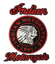 Red Embroidered Indian Motorcycle JACKET VEST BACK PATCH (3PC FULL SET) picture