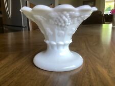 Vintage Westmoreland Milk Glass Paneled Grape Compote Footed Pedestaled Ruffled picture
