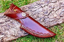 GENUINE LEATHER ENGRAVED CUSTOM HANDMADE SHEATH FIXED BLADE KNIFE /HOLSTER 2723 picture
