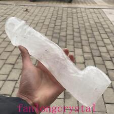 11in Natural Clear crystal Quartz Carved Crystal Genital Reiki Healing 1PC picture