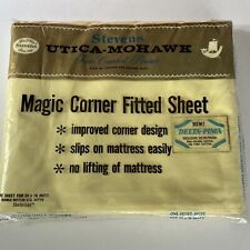 Vtg Stevens Utica-Mohawk Fine Combed Percale Sheet Full Fitted Yellow New NOS picture
