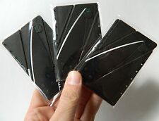 CREDIT CARD FOLDING SUPER-SHARP BLACK WALLET/POCKET KNIFE SAFETY TOOL, LOT OF 3 picture