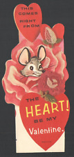 Vintage Valentine's Card Mouse Hiding in the Flower This Comes from the HEART picture