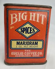 Vintage Antique Big Hit Spice Tin Marjoram Euclid Coffee Advertising Kitchen Can picture