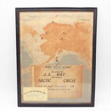 Vintage Framed Arctic Circle Dog Mushers Card Wien Airlines Crossing 1958 picture