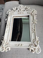 Vintage  Oval Wall Mirror Ornate Scallop Distressed Whitewash Shabby Cottage picture