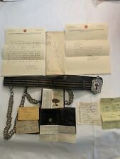 Antique Knights Templar Stripe Sword Belt, Buckle, Hangers W/Document Collection picture
