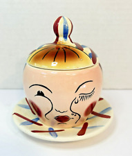 Vintage Anthropomorphic Onion Face Condiment Japan Ceramic Unusual Lidded Relish picture