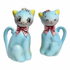 Vintage  Norcrest Blue Cat Salt And Pepper Shakers Made In Japan HTF picture