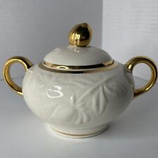 Vintage Puritan Hand Decorated 22 kt Gold Trim Pearl China Sugar Bowl picture