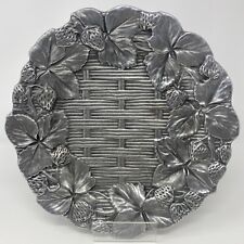VTG  Pewterex Stawberry Plants Basket Weave Tray Plate Pewter York, PA 10.75 “ picture