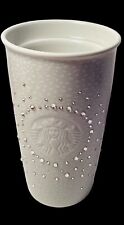 Starbucks  Swarovski Ceramic Tall Tumbler - White - 12oz RARE 2016 Coffee Mug picture