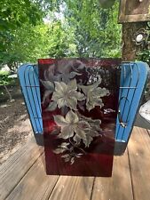 Vintage Painted Flowers On Red Glass picture
