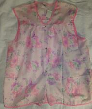 1X Vintage Smock Apron Snap Front Butterfly Flowers Summer NOS Tags Pink Purple picture