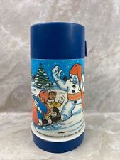 1970's CANADIAN SNOWMOBILE SCENE THERMOS ONLY RARE FROM CANADA SNOWMAN picture