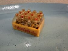 Miniature Bottle Coca-Cola’s In Crate, Lot of 12 Cokes In Yellow Plastic Crate picture