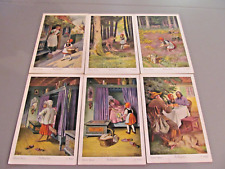 6 ANTIQUE GERMAN POSTCARDS RED RIDINGHOOD OTTO KUBEL BROTHERS GRIMM SERIES 128 picture