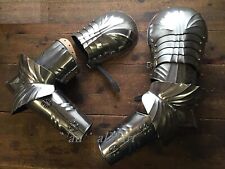 Medieval Gothic LARP SCA Pauldrons & Bracers Armor With Elbow Complete Arm Prote picture