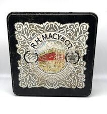 Vintage R.H. MACYS & CO New York City Advertisement Empty Tin Can 8x8” Tin Box R picture