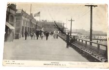 NY Coney Island Postcard Brighton Beach on boardwalk CI Black and White c. 1907 picture