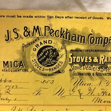 Vintage 1897 Receipt J S and M Peckham Company Grand Stoves and Ranges picture
