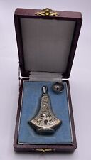 Vintage JAPANESE 950 Silver PERFUME FLASK w/FUNNEL & BOX-Engraved Decoration picture