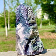 240G Natural Purple Grape Agate Chalcedony Crystal energy tower reiki healing picture