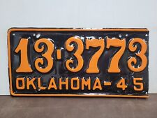 1945  Oklahoma   License Plate Tag has some damage on right border picture