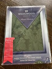 Wedgewood Brighton Hunter Green Damask Tablecloth 68” Wide Circle 70” New picture