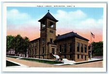 c1940 Public Library Exterior Building Burlington Iowa Vintage Antique Postcard picture