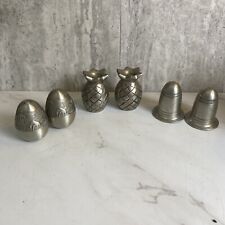 Vtg Lot Of 3 Salt Shaker Pepper Shakers Sets Various Metals With Stoppers picture