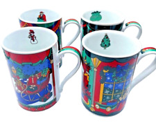 Vintage Collectible Fine Works Coffee Mug Set of 4 Christmas Limited Edition picture