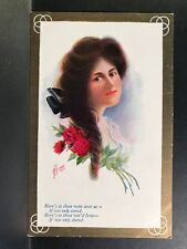 Artist Signed Postcard A. Heinze: Glamour Girl - Woman with Roses picture
