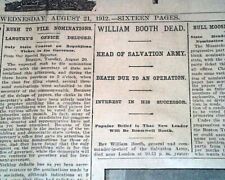 (2) WILLIAM BOOTH Founder & 1st General of Salvation Army Death 1912 Newspapers  picture