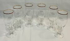 VTG Set/6 Stella Artois Wine/Water/Beer Chalice Glasses Gold Rim Belgium Barware picture