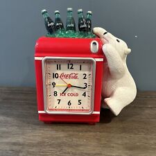 Coca Cola Alarm Clock Polar Bear Coin Bank Ice Cold Ice Chest with Coke Bottles picture
