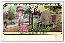 1908 Pretty Woman Sweeter Than Honey Embossed Litchfield Minnesota MN Postcard picture