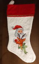 Vintage 1990s Renoc Stocking Santa And Rudolph The Red Nosed Reindeer picture
