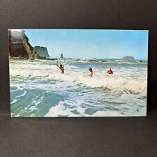 Postcard Surf Bathing Beach Swimming Washington Seacoast WA Vintage Antique 1966 picture