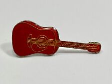 Vintage Acoustic Guitar Shaped Pin - Shirt / Hat Pin - (1 1/2 Inches Long) *Red* picture