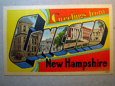 Concord New Hampshire NH Postcard Greetings Large Letter Linen Vintage Card 1422 picture