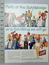1958 Schlitz Vintage Print Ad Beer That Made Milwaukee Famous Party Lodge Dining picture