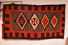 Antique Navajo Rug Textile Native American Indian 79x45 TRANSITIONAL Blanket LG picture
